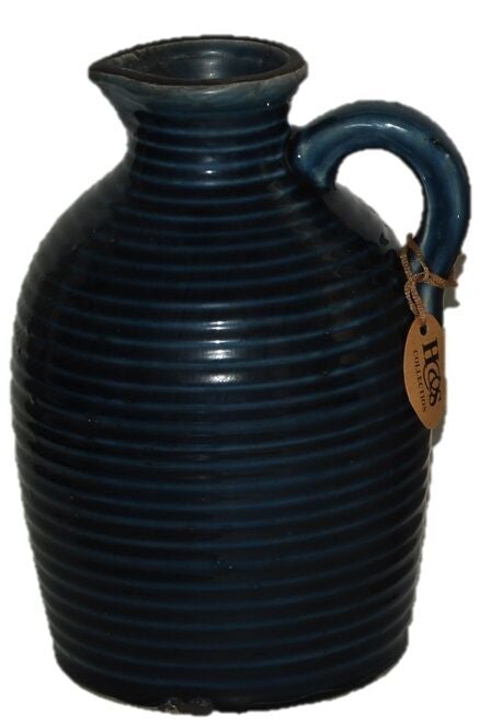 Brand New Ornamental Jug Rustic Design Garden Jug In Mint Green White Blue