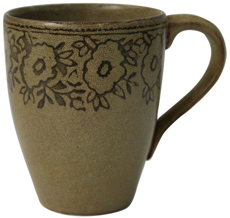 Set of 6 Large Coffee Mugs Speckled Floral Green Pier 1 Batik 350ml Capacity