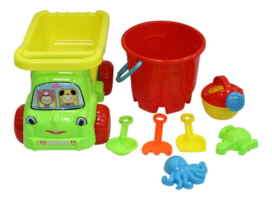 Childrens Toy Truck Little Spades And Sand Molds Beach Bucket Toys Green 8 Piece