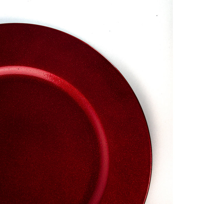 Set of Red Sparkly Charger Plates 33cm Round Under Plates Christmas Dinner Table