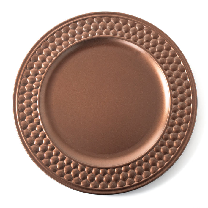 Set of 4 Copper Charger Plates Modern Honeycomb Design Rim 33cm Round Plates