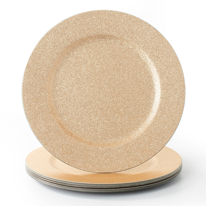 Christmas Gold Charger Plates PREIMUM Set Of 4 Shiny Glitter Dinner Plates