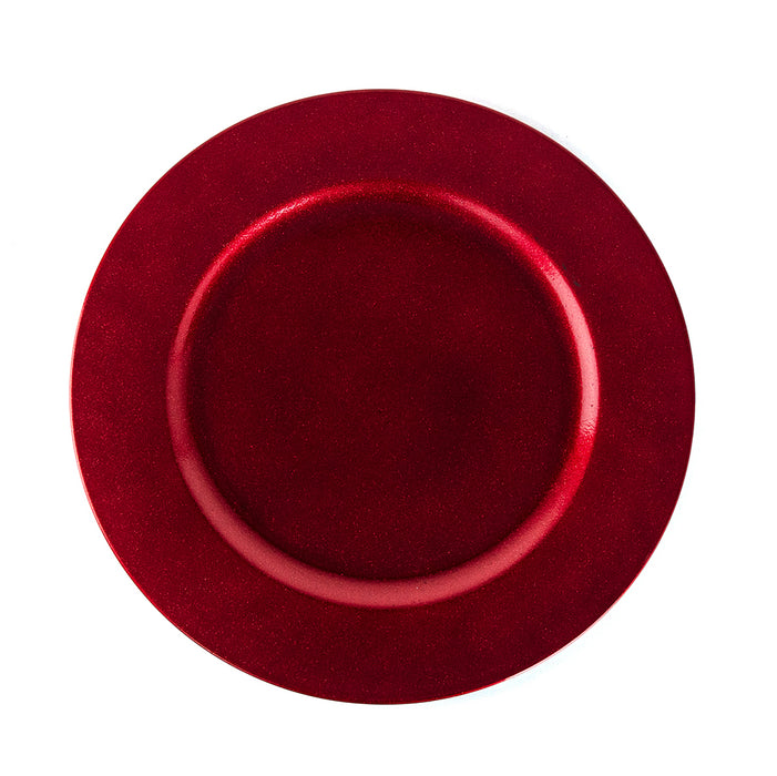 Set of Red Sparkly Charger Plates 33cm Round Under Plates Christmas Dinner Table