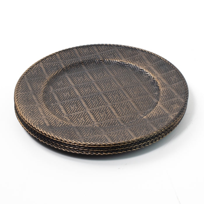 Koop Set of 4 33cm Brushed Gold Plastic Charger Plates Christmas Tableware