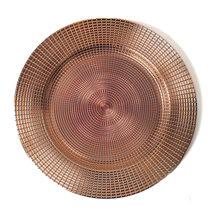 Set of 4 Shiny Copper Charger Plates Under Plates 33cm Premium Range