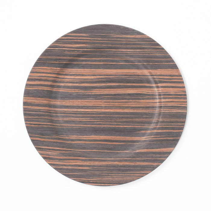 Set of 4 33cm Plastic Brown Wood Effect Decorative Charger Plates for Table