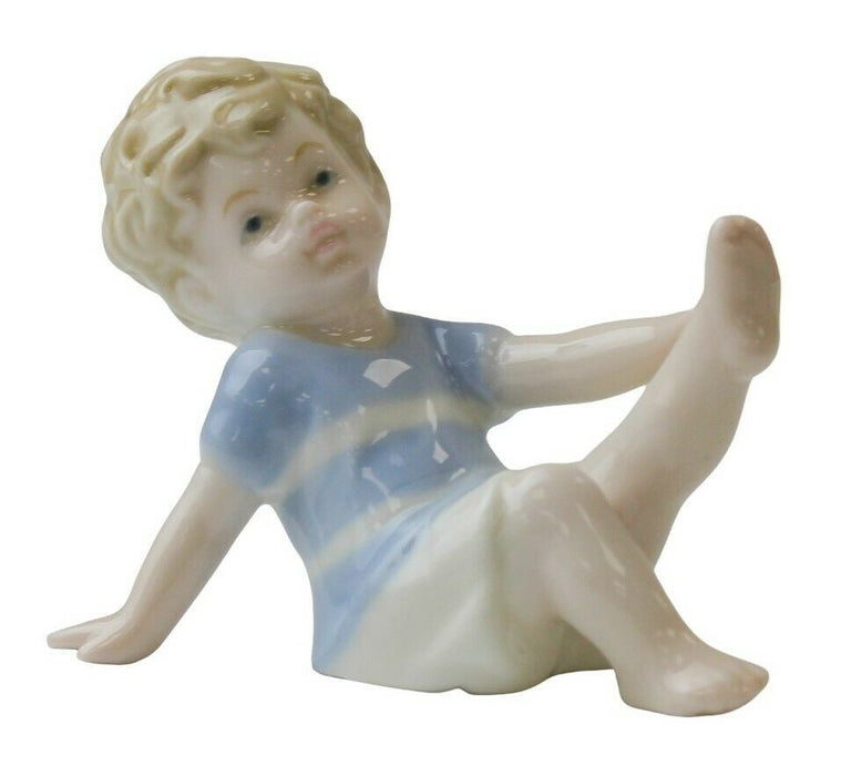 Little Boy Figurine - Young Small Child Decorative Porcelain Shelf Ornament 7cm
