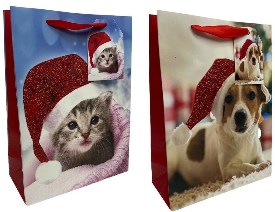 Medium Christmas Gift Bags Set of 6 Present Bags Festive Xmas Design & Handles