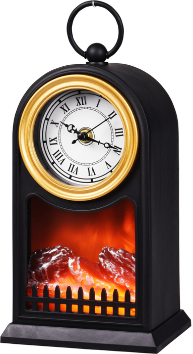 Mantel Clock Shelf Clock With Coal Fire Led Lantern Real Effect Coal Fire