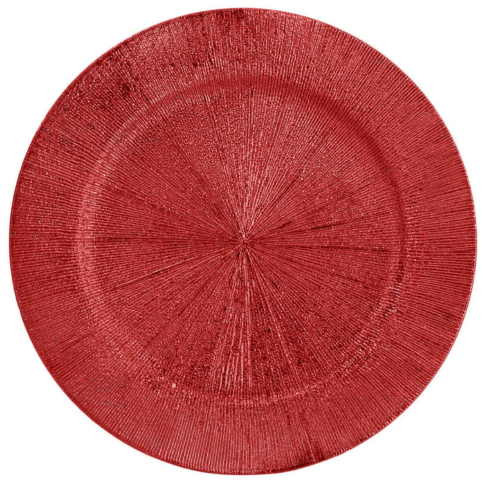 Set Of Red Charger Plates 33cm Under Plates Round Chargers Rippled