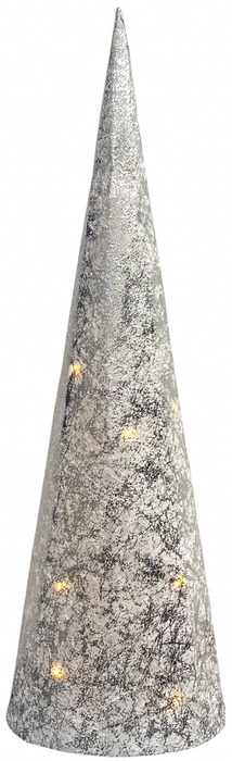 LARGE LED Christmas Cone Silver Lightup Fantasy Cone Festive Home Ornament