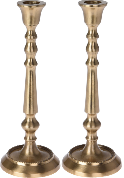 23cm Tall Gold Candlesticks Candle Holder Elegant Design Wide Base Set Of 2
