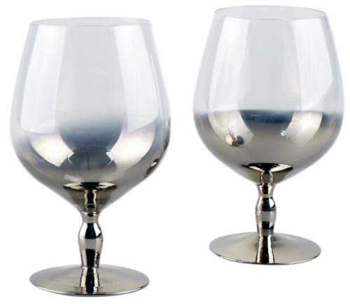 Set of 4 Large Brandy Glasses Lovely Cognac Glasses Red Wine 590ml Silver