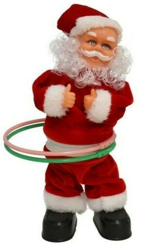 Musical Santa Doing Hoola Hoop Festive Christmas Ornament Father Xmas Figurine