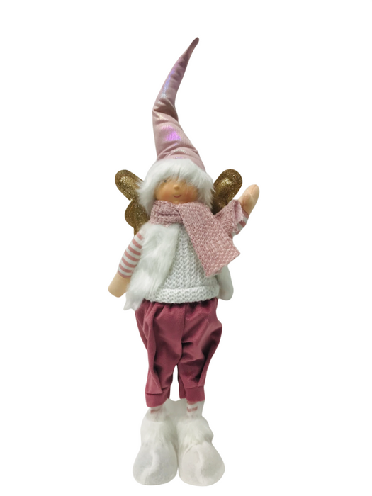 LARGE LED Fairy Figurine Standing Xmas Gnome Pink Angel Christmas Ornament 60cm