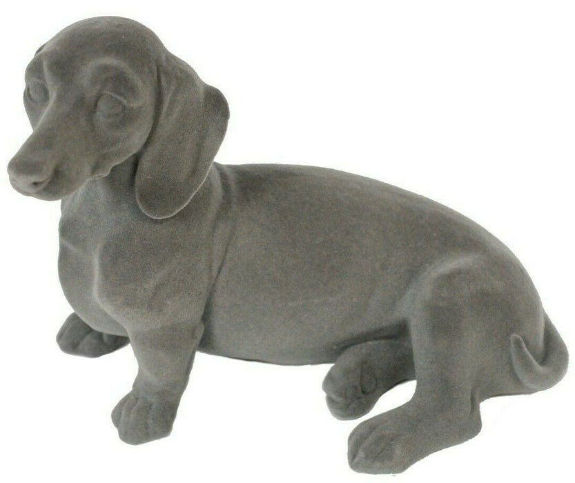 Dachshund Ornament Grey Velvet Dog Figurine Home Decor Shelf Pet Ornament