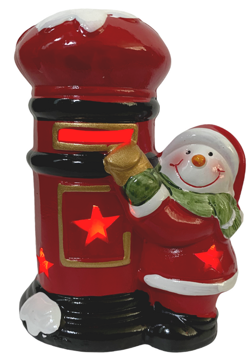Rammento LED Post Box Christmas Decoration Light-Up Festive Snowman Figurine