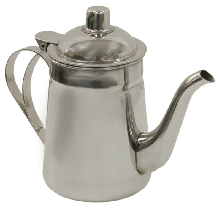1L Stainless Steel Teapot 4 Cup Silver Mirror Polished Airline Tea Coffee Pot