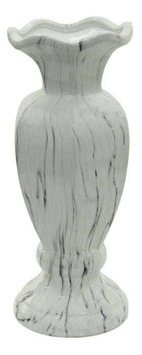 40cm Tall Ceramic Black & White Marble Design Decorative Flower Vase Wide Mouth