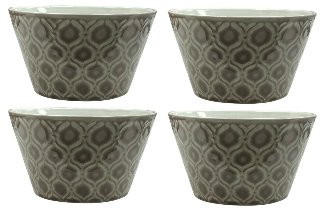 Set of 4 Stoneware Soup Bowls Grey Japanese Style Soup Rice Pasta Bowls Cereals