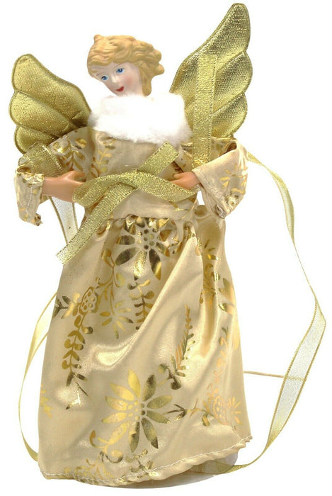 Christmas Tree Topper Fairy Angel Decoration Treetop Ornaments Gold Fur Collar