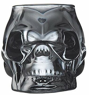 Skull Votive Grey Smoke Glass Decorative Ornament Tea Light Candle Holder