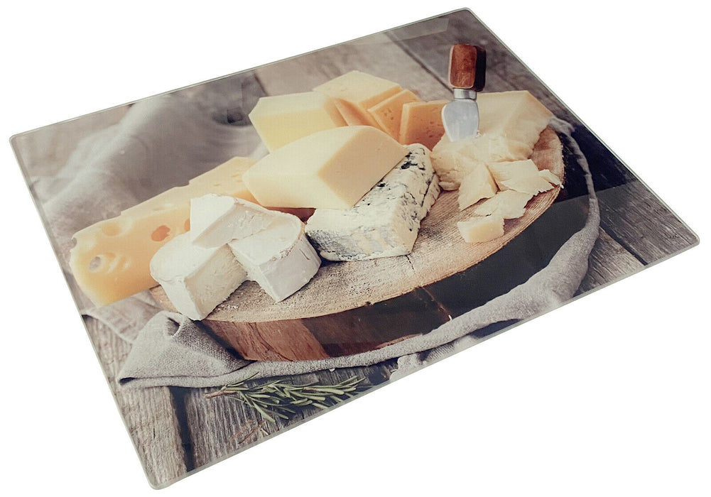 Glass Chopping Board Worktop Saver Tempered Glass Cheese Design Cutting Board