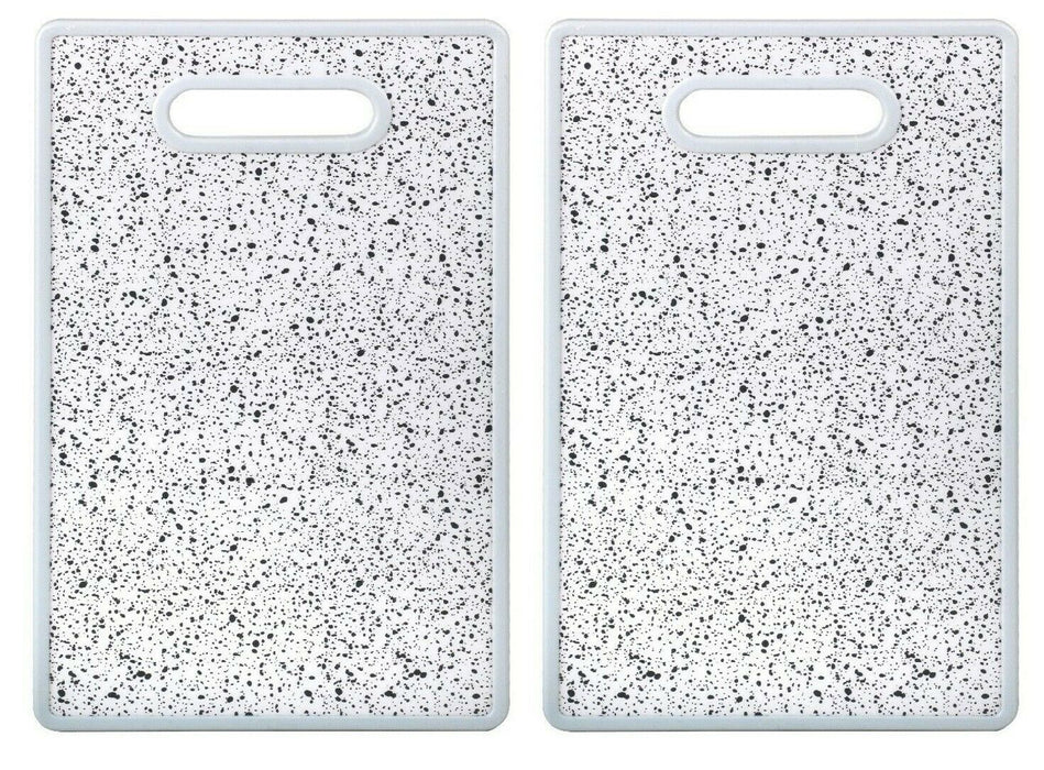Set of 2 Black & White Speckled Marble Effect Chopping Board 30cm x 20cm Plastic