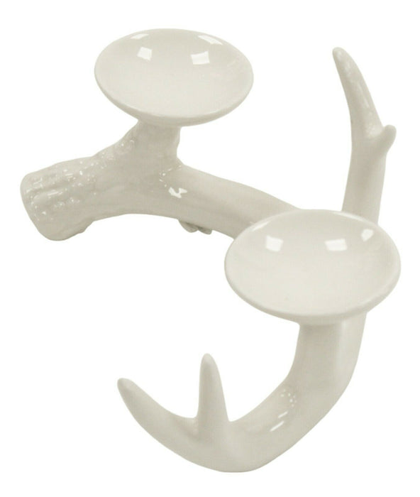Antler Tealight Holder - White Porcelain Elegant Tea Light Ornament Table Décor