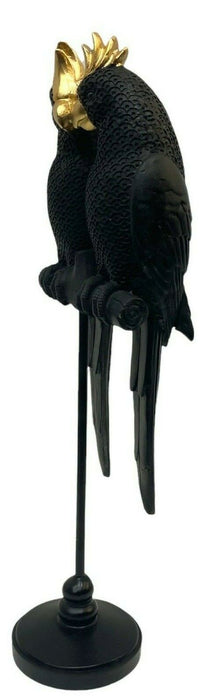 Tall Parrot Ornament 35cm Decorative Black Detailed Parrot Figurine On Stand