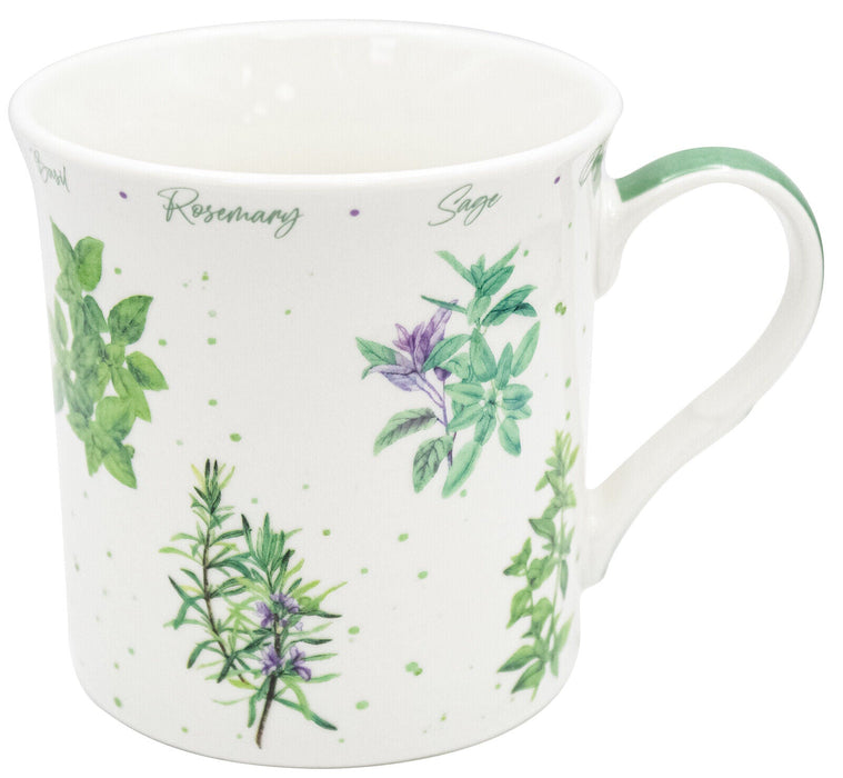 Set Of 4 Fine China Coffee Mugs Leonardo Collection Herb Garden Design Mug Set