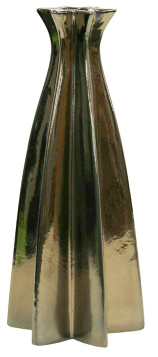 26cm Tall Ceramic Star Shaped Flower Vase Metallic Copper Colour Decorative Vase