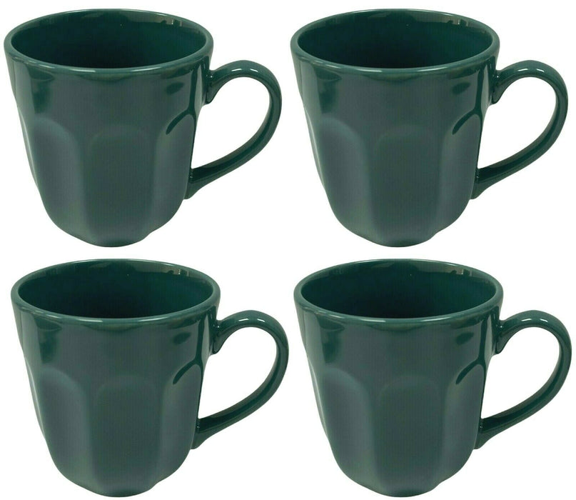 Set Of 4 Large Ceramic Mugs Blue Tea Coffee Mugs Cappuccino Cups 325ml