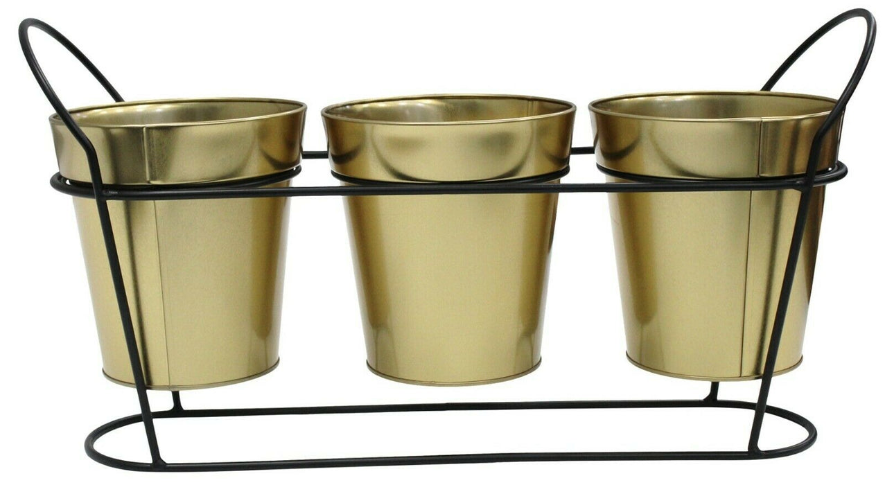 Set Of 3 Indoor Planters Stand Gold Plant Pots Set Of 3 Black Stand Home Plants