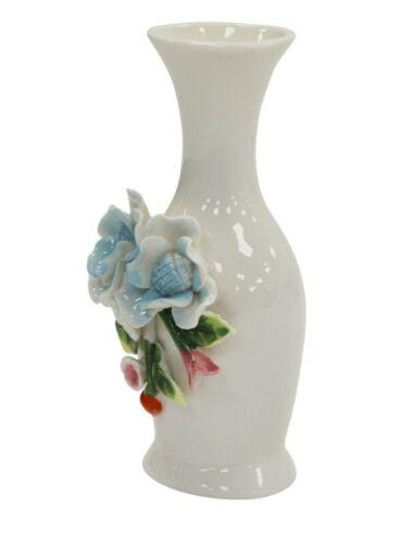 14cm Ceramic Bud Vase Colourful 3D Flower Decoration Thin Bottle Neck Ornament