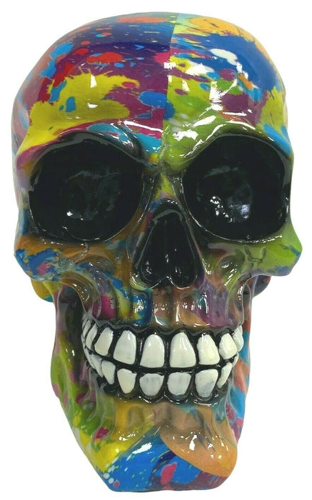Splash Art Skull Ornament Multicoloured Resin Skull Figurine Modern Art Design
