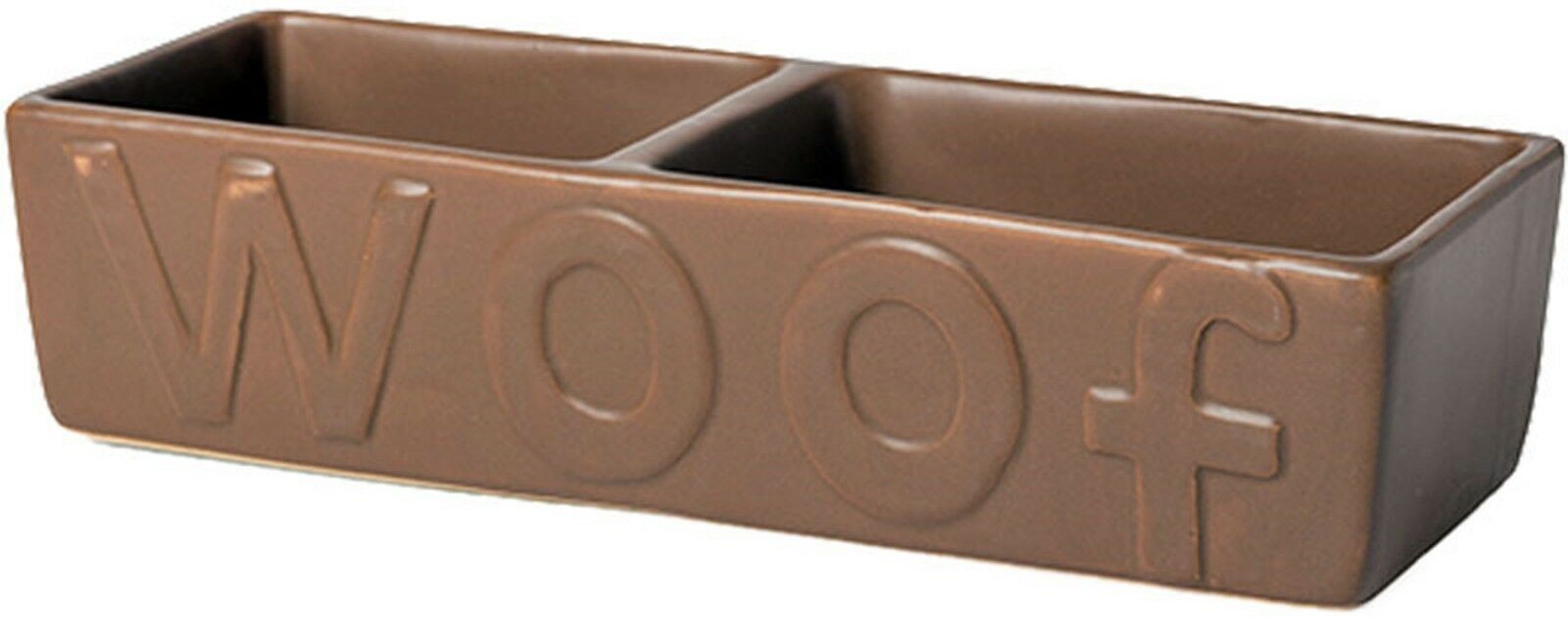 Ancol Ceramic Brown Double Bowl Dog Bowl Dog Feeding Bowl for water or food