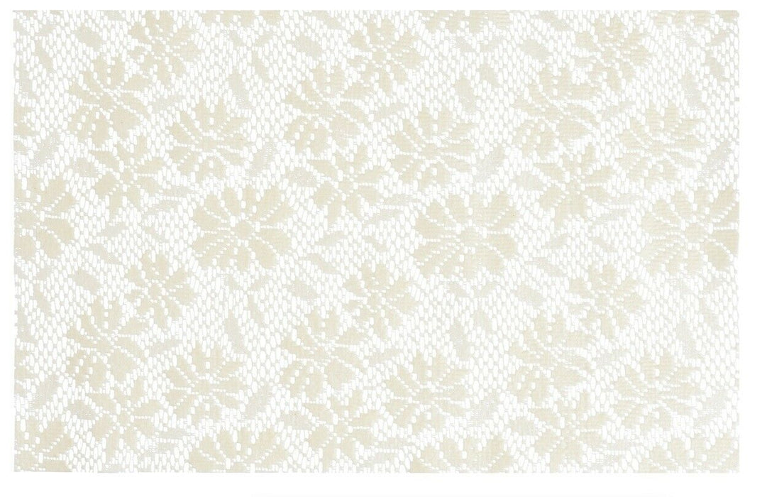 Set of 4 Large PVC Rectangle Placemats Floral Design Grey & Cream