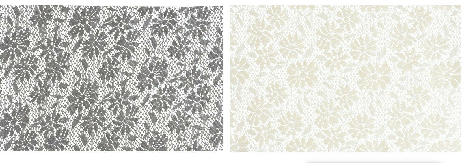 Set of 4 Large PVC Rectangle Placemats Floral Design Grey & Cream