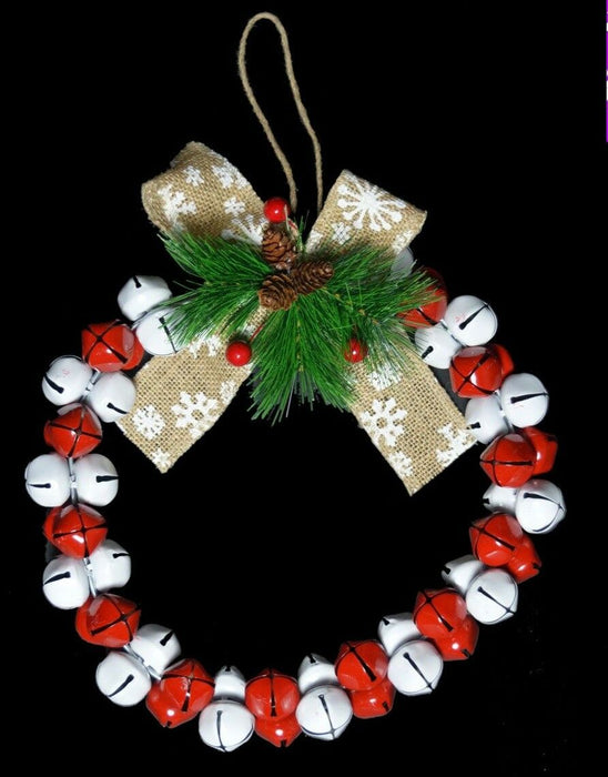 30cm Original Jingle Bell Wreath - Red & White Wreath