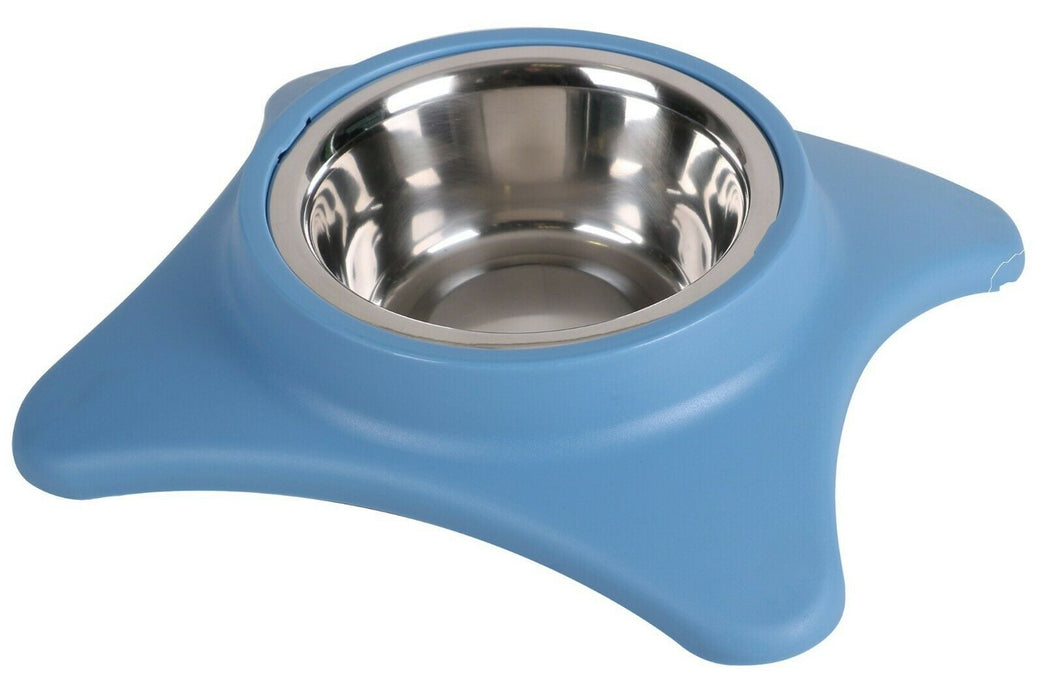 Pastel Colour Dog Bowls Feeding Dish Stainless Steel & Plastic Pink Blue & Grey