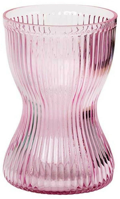 Rippled Glass Vase Hand Tied Vase Table Flower Vase Green Pink Clear Vase 18cm