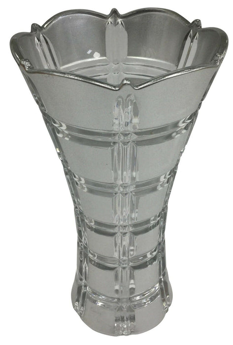 24cm Tall Wide Mouth Silver Glass Flower Vase Flared Design Vase