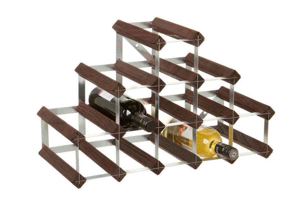 RTA 14 Bottle Traditional Pyramid Wooden Wine Rack Dark / Natural / Black Pine