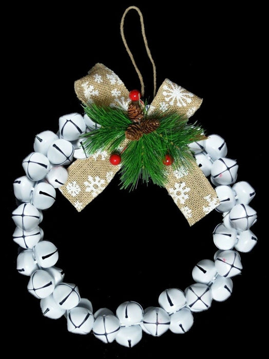30cm Original Jingle Bell Wreath -  White Wreath