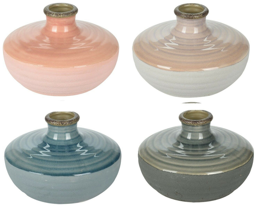 Large Wide Ceramic Ufo Shaped Flower Vase in choice of colours Rustic vase
