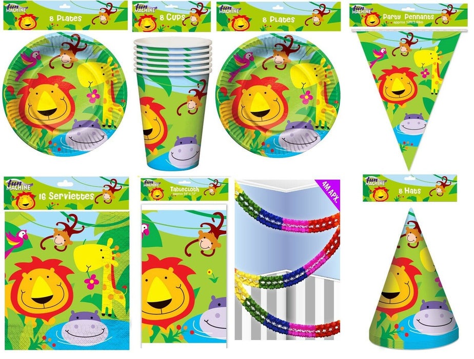 Happy Birthday Party Pack Set Cute Jungle Animals 51 Piece Set Banners Plates