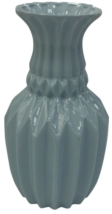 26cm Tall Pastel Blue Flared Ceramic Flower Vase