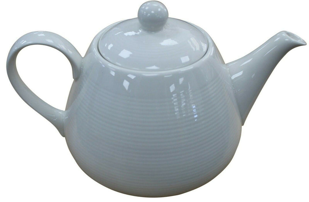 White Porcelain Ball  Elegant Rippled Teapot 1.3 Litre 5 Cup Tea Pot