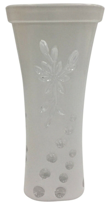 24cm Tall Wide Mouth White Glass Flower Vase Flared Design Vase Floral Design